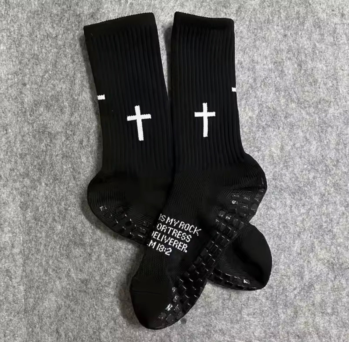 1/4 Double Pack Dark Style Cross Trendy Socks, Non-slip Grip Mid-calf Socks, Street Style Personalized Socks