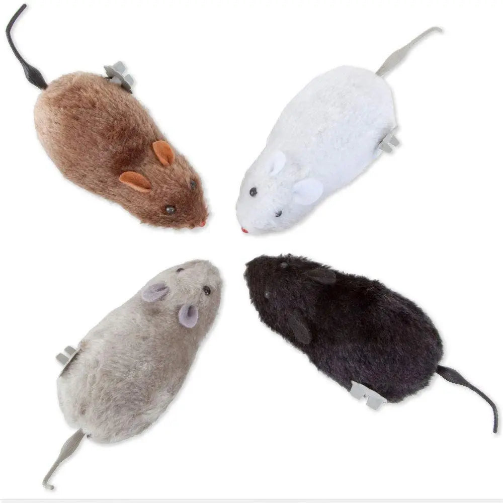 Wind-Up Plush Mouse Cat Toy – Lifelike Running Rat