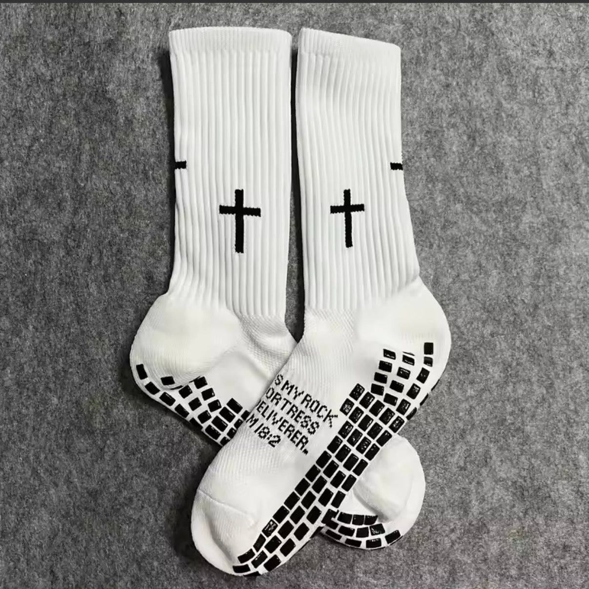 1/4 Double Pack Dark Style Cross Trendy Socks, Non-slip Grip Mid-calf Socks, Street Style Personalized Socks