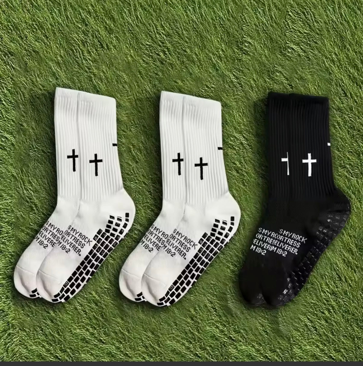 1/4 Double Pack Dark Style Cross Trendy Socks, Non-slip Grip Mid-calf Socks, Street Style Personalized Socks