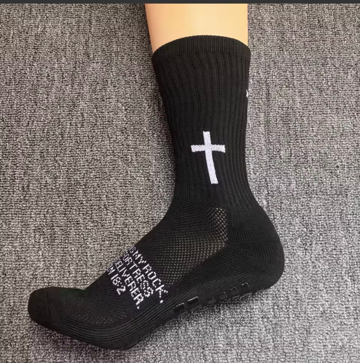 1/4 Double Pack Dark Style Cross Trendy Socks, Non-slip Grip Mid-calf Socks, Street Style Personalized Socks