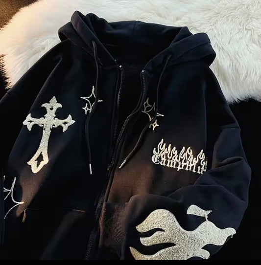 Faith Over Fear Cross flame jacket