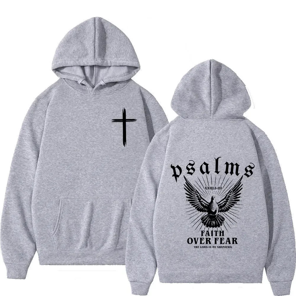 Christian Jesus Faith Over Fear Bible Verse Hoodies Men's Women High Quality Sweatshirts Fashion Vintage Pullovers Streetwear