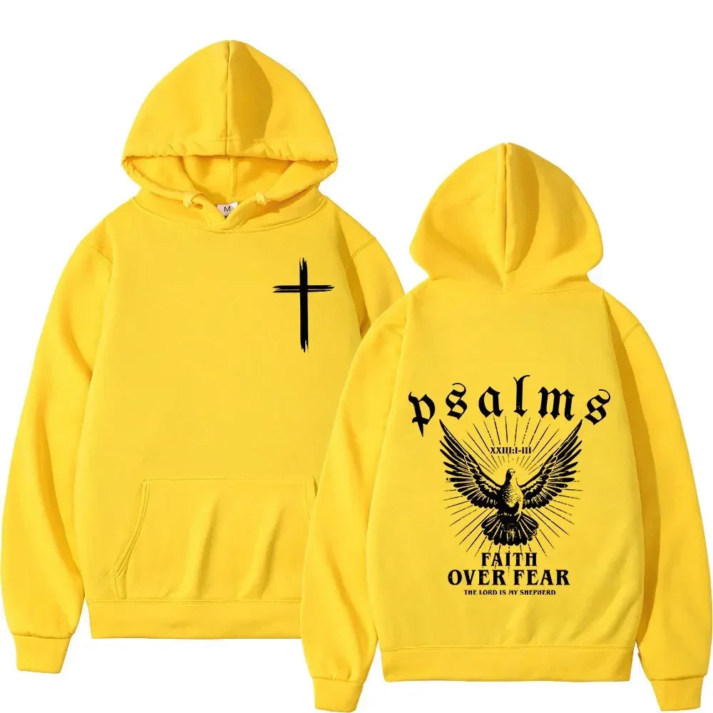 Christian Jesus Faith Over Fear Bible Verse Hoodies Men's Women High Quality Sweatshirts Fashion Vintage Pullovers Streetwear
