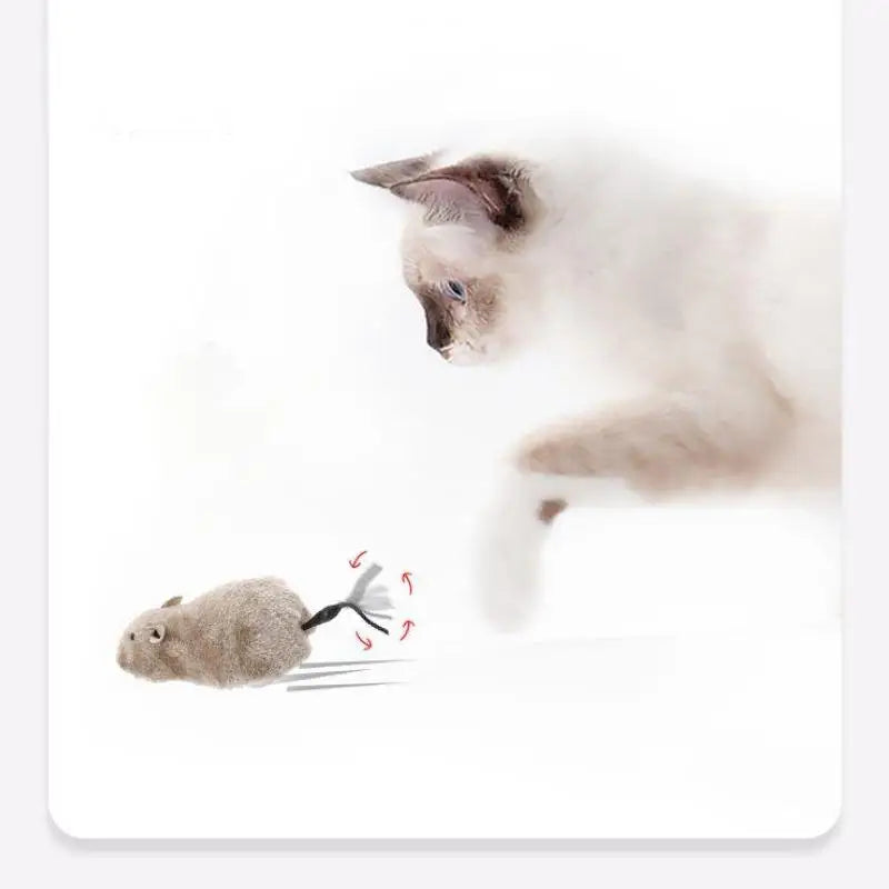 Wind-Up Plush Mouse Cat Toy – Lifelike Running Rat
