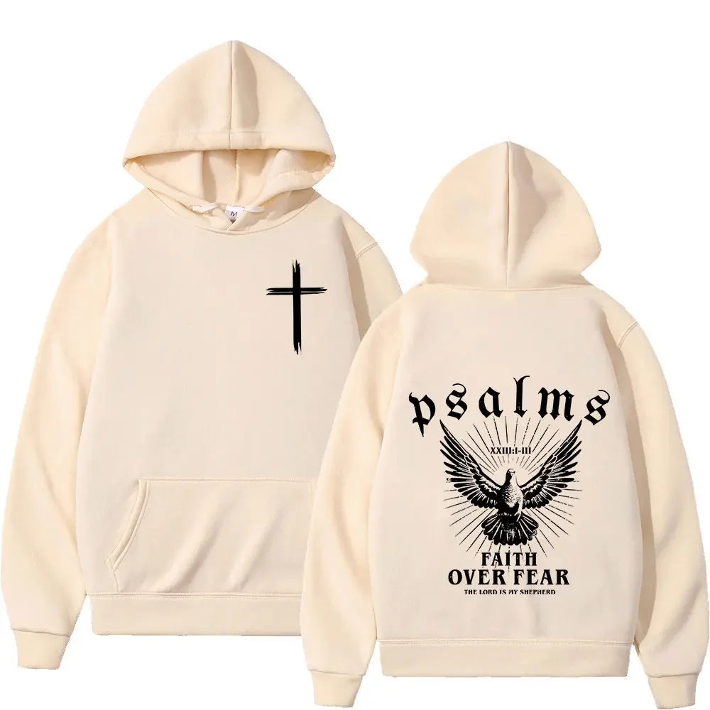 Christian Jesus Faith Over Fear Bible Verse Hoodies Men's Women High Quality Sweatshirts Fashion Vintage Pullovers Streetwear