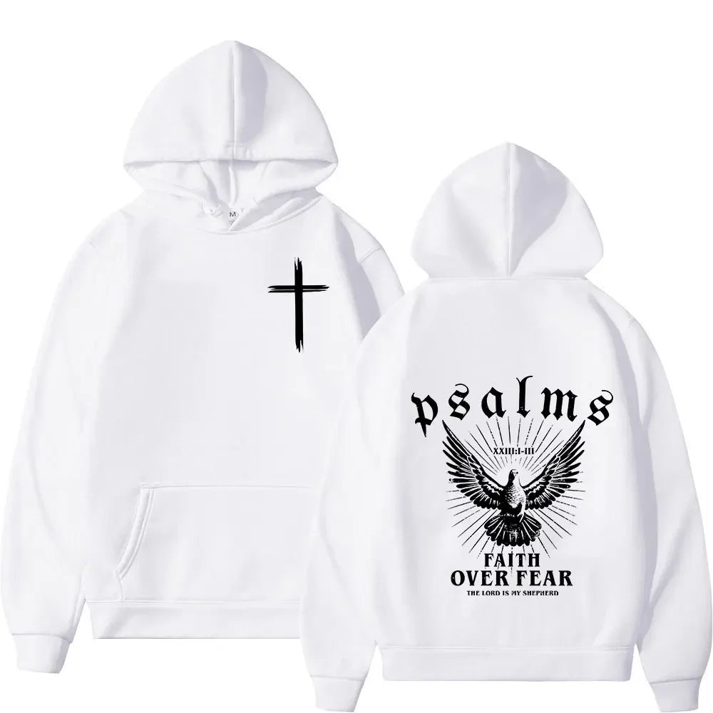 Christian Jesus Faith Over Fear Bible Verse Hoodies Men's Women High Quality Sweatshirts Fashion Vintage Pullovers Streetwear