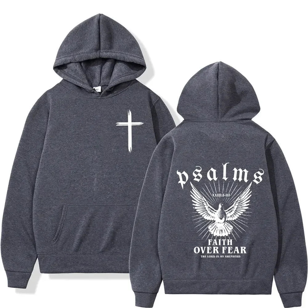 Christian Jesus Faith Over Fear Bible Verse Hoodies Men's Women High Quality Sweatshirts Fashion Vintage Pullovers Streetwear