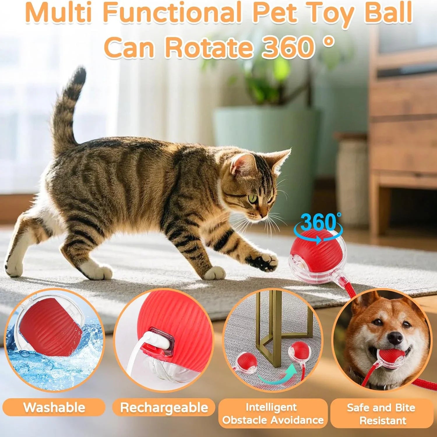 Interactive Rolling Cat Ball Toy – Rechargeable With Sounds